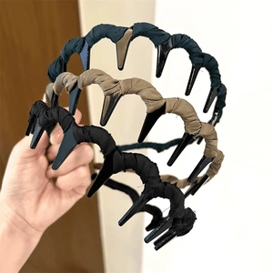 Toothed wavy headband wrapped in fabric for non-slip hair styling in three colors