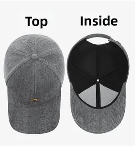 Vues détaillées du motif à chevrons sur le dessus et de la doublure renforcée du chapeau