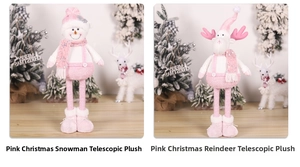 Pink and white Christmas faceless gnomes with snowman and elk designs for home decoration