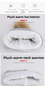 Détail de la doublure polaire douce dans le bonnet et l'écharpe tricotés pour enfants