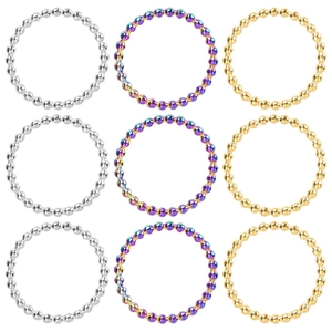 Minimalist Stainless Steel Beaded Ring Vacuum Plated Elegant Bubble Texture Jewelry For Women Fashion Accessory