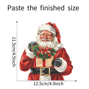Detail view showing the 12.5x11.5cm finished size of the Santa Claus decorative sticker