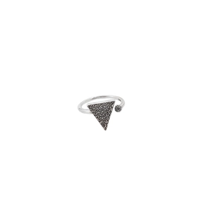 Anillo abierto de plata de ley S925 con diseño de triángulo de bambú y perla