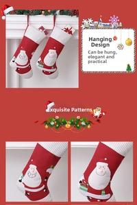 Detail of Santa Claus 3D applique on Christmas stocking with a sturdy hanging loop
