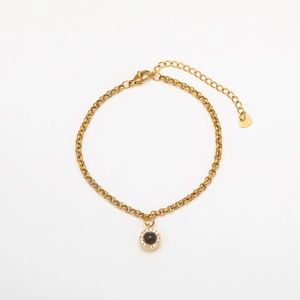 Custom circular projection bracelet with gold O-chain and sparkling white zircon border