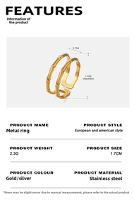 Vue détaillée des spécifications de la bague bambou double couche avec dimensions et taille