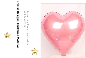 Close-up of a premium thick pink heart-shaped foil balloon with metallic finish