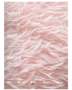 Macro detail of soft light pink faux fur pillow cover with fluffy feather-like texture