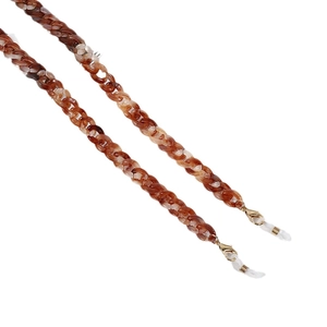 Brown tortoiseshell acrylic mask chain with gold lobster clasps for glasses