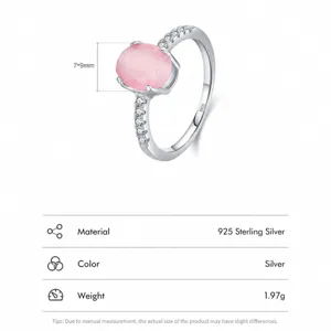 Eleganter S925 Silberring mit rosa Katzenaugenstein und Zirkonia Akzenten verziert