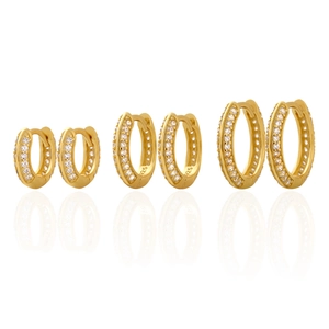 Pave Zirconia Huggie Hoop Earrings 925 Sterling Silver Small Round Circlet Minimalist Women Fine Jewelry
