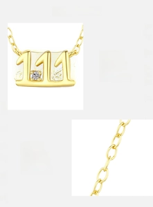 Macro detail of 925 sterling silver number 111 pendant with hand-set 5A cubic zirconia