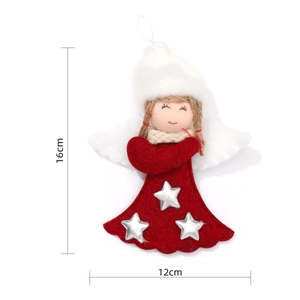 Christmas angel hanging ornament in red and white with 16cm by 12cm size dimensions