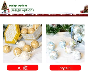 Detail view of 7.5cm cartoon painted foam Christmas balls with snow scene and star patterns