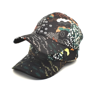 Graffiti Floral Print Baseball Cap Polyester Curved Brim Breathable Sun Protection Streetwear Adjustable Unisex Hat