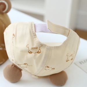 Berretto carino per bambini con orecchie d'orso e cinturino velcro regolabile beige