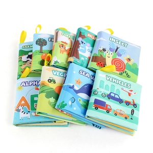 Educational soft baby cloth books set featuring farm animals and alphabet themes