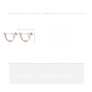 Detailed spec sheet for U-shaped zircon earrings showing dimensions and material weight