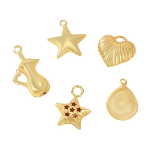 Golden geometric DIY charms set with stars and heart pendants for handmade jewelry making