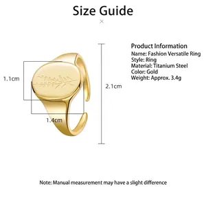 18K gold plated stainless steel sun mimosa ring featuring engraved leaf patterns