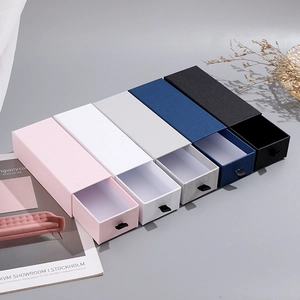 Elegant Drawer Gift Box Textured Cardboard Packaging With Ribbon Pull For Glasses Jewelry Cosmetics And Souvenirs