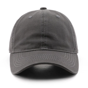 Vintage dark grey washed cotton baseball cap with six-panel design and curved brim