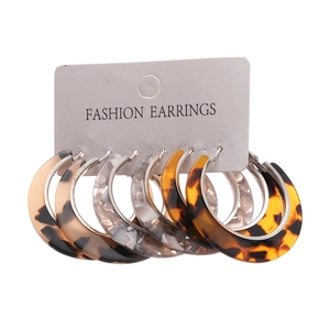 Lot de boucles d'oreilles créoles en acrylique à motif léopard et écaille de tortue