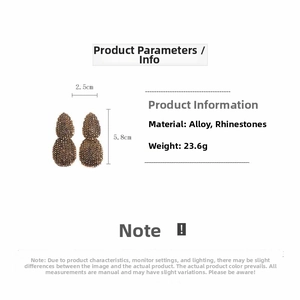 Spécifications détaillées des boucles d'oreilles goutte en strass de 23,6g