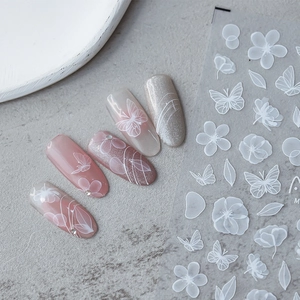 Adesivi Per Unghie Farfalla Fiore Bianco Ultra Sottili Autoadesivi Decalcomanie Traslucidi Opachi DIY Decorazione