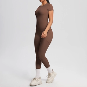 Detail shot of high-waist yoga leggings featuring a functional side pocket for storage