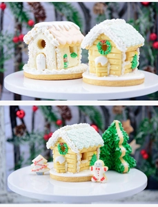 Detailed 3D gingerbread house cookies and figurines for DIY Christmas baking set