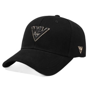 Berretto da baseball classico in cotone nero con ricamo WL e visiera curva trendy