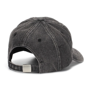 Adjustable washed denim dinosaur baseball cap for boys featuring a metal buckle and six panels