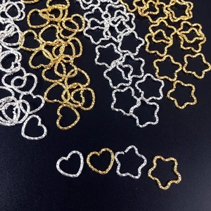 Anneaux De Jonction Ouverts Texturés Métal Connecteurs Gaufrés Martelés Formes Cœur Étoile Ronde Pour Création Bijoux DIY