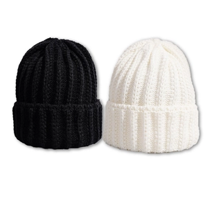 Ribbed Beanie Hat Acrylic Knit Cuffed Solid Color Thick Warm Winter Outdoor Casual Simple Fashion For Women Men