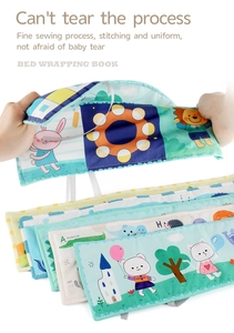 Close-up of durable double-sided baby cloth book with reinforced stitching for tear resistance