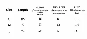 Size chart table for oversized contrast print sweatshirt showing length and bust in cm