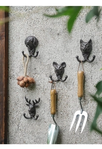Vintage Tier-Wandhaken aus Gusseisen mit rustikalem Bronze-Finish für Gartendeko