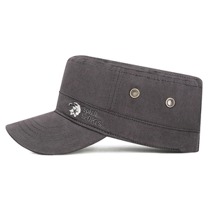 Berretto militare grigio scuro in cotone con ricamo Spirit Sports e fori di scolo