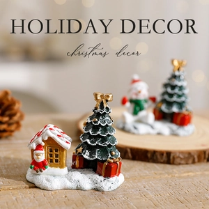 Resin Christmas tree ornaments featuring Santa Claus and snowman holiday figurines