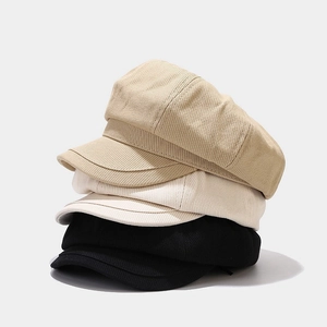 Vintage Cotton Corduroy Newsboy Cap For Women Solid Color Retro Octagonal Hat British Style Painter Hat Warm Winter Hat