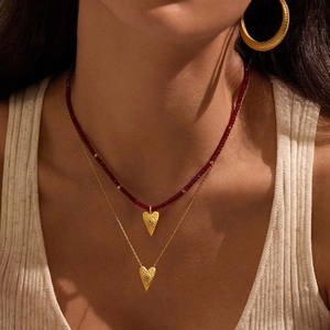 Collier Pendentif Main De Hamsa Cœur Croix Plaqué Or 18K Acier Inoxydable Zircon Bijoux Boho Superposés Pour Femmes