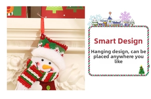 Christmas snowman stocking with red hanging rope for holiday fireplace tree decoration