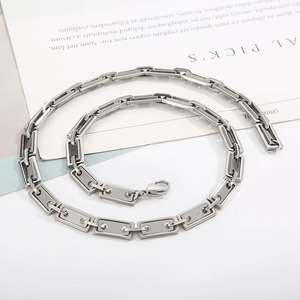 Polished 304 stainless steel rectangular link chain necklace with lobster clasp closure