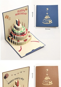3D pop-up birthday card detail showing laser-cut cake and Happy Birthday lettering
