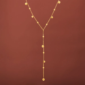 Y-Shape Tassel Necklace 18K Gold Plated Stainless Steel Round Bead Minimalist Elegant Statement Jewelry For Women