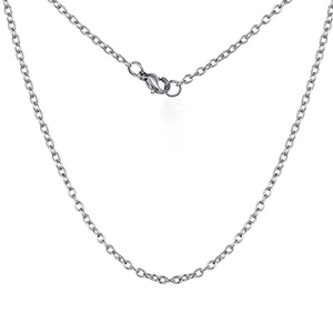 Vue détaillée du collier à maillons en acier poli avec fermoir mousqueton solide