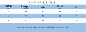 Size chart table for sleeveless mesh patchwork dress showing bust waist and hip measurements