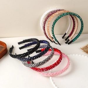 Elegant four-row crystal beaded headbands in various colors for stylish hair styling