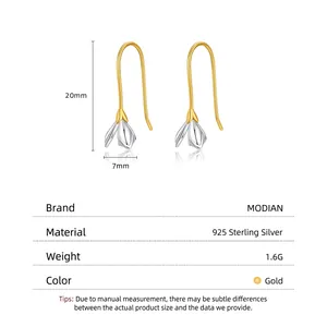 S925 sterling silver lily of the valley earrings with gold plated hooks and 1.6g weight